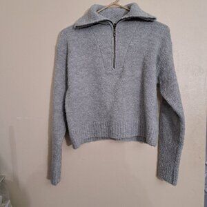 Forever 21 Quarter Zip Collared Sweater Gray Small wool blend